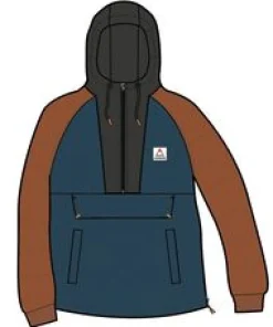 Oceanic recycelte isolierte 1/2 Zip Jacke - Gezeitenblau/Verbranntes Orange