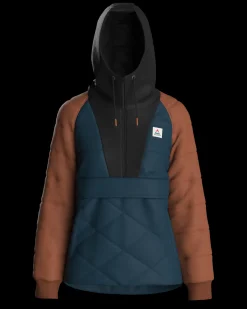 Oceanic recycelte isolierte 1/2 Zip Jacke - Gezeitenblau/Verbranntes Orange