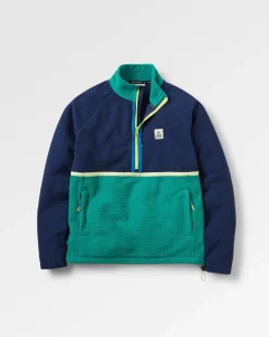 Off Trail recycelter Grid-Polarfleece - Sattes Marineblau/Grüner See