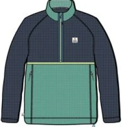 Off Trail recycelter Grid-Polarfleece - Sattes Marineblau/Grüner See