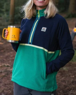 Off Trail recycelter Grid-Polarfleece - Sattes Marineblau/Grüner See