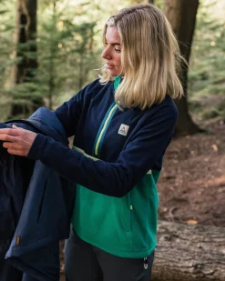 Off Trail recycelter Grid-Polarfleece - Sattes Marineblau/Grüner See