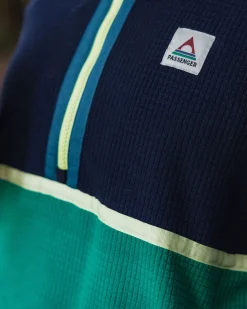 Off Trail recycelter Grid-Polarfleece - Sattes Marineblau/Grüner See