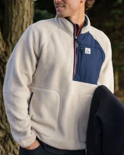 Offgrid 2.0 1/2 Zip Recyceltes Sherpa-Fleece - Haferflocken/Marineblau