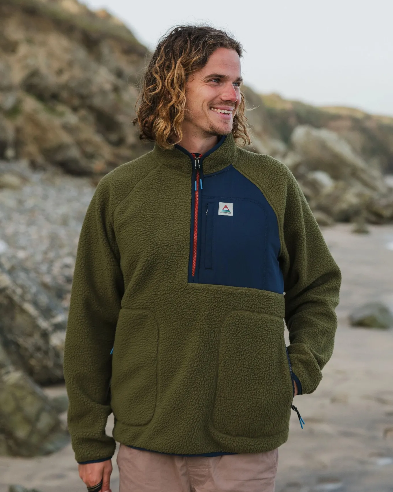 Offgrid 2.0 1/2 Zip Recyceltes Sherpa-Fleece - Khaki