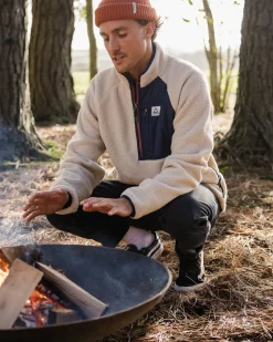 Offgrid 2.0 1/2 Zip Recyceltes Sherpa-Fleece - Haferflocken/Marineblau