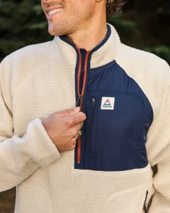 Offgrid 2.0 1/2 Zip Recyceltes Sherpa-Fleece - Haferflocken/Marineblau