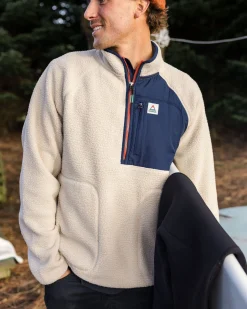 Offgrid 2.0 1/2 Zip Recyceltes Sherpa-Fleece - Haferflocken/Marineblau