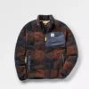 Offroad Recycelter Sherpa-Fleece mit halbem Reißverschluss - Kastanie/Tiefes Marineblau Karo