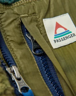 Offroad Recycelter Sherpa-Fleece mit halbem Reißverschluss - Alpen-Tarnung Khaki