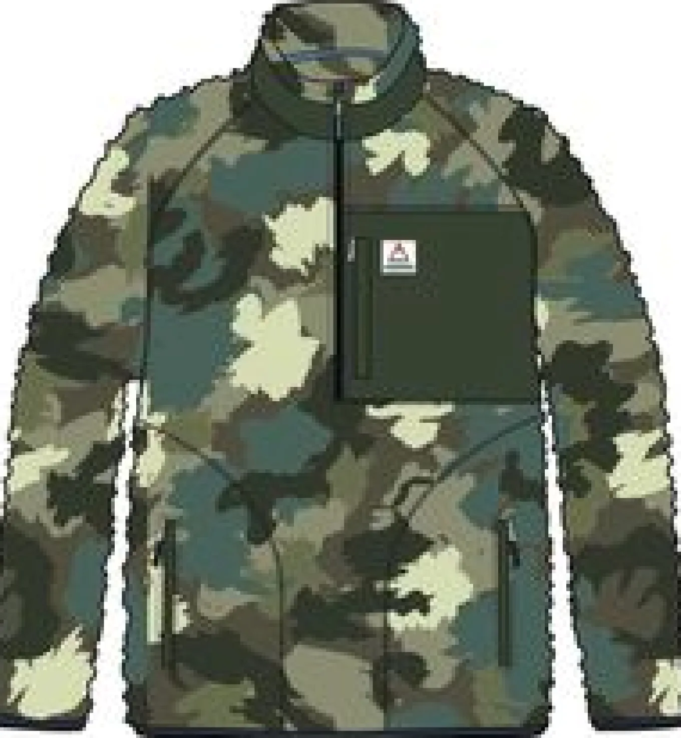 Offroad Recycelter Sherpa-Fleece mit halbem Reißverschluss - Alpen-Tarnung Khaki