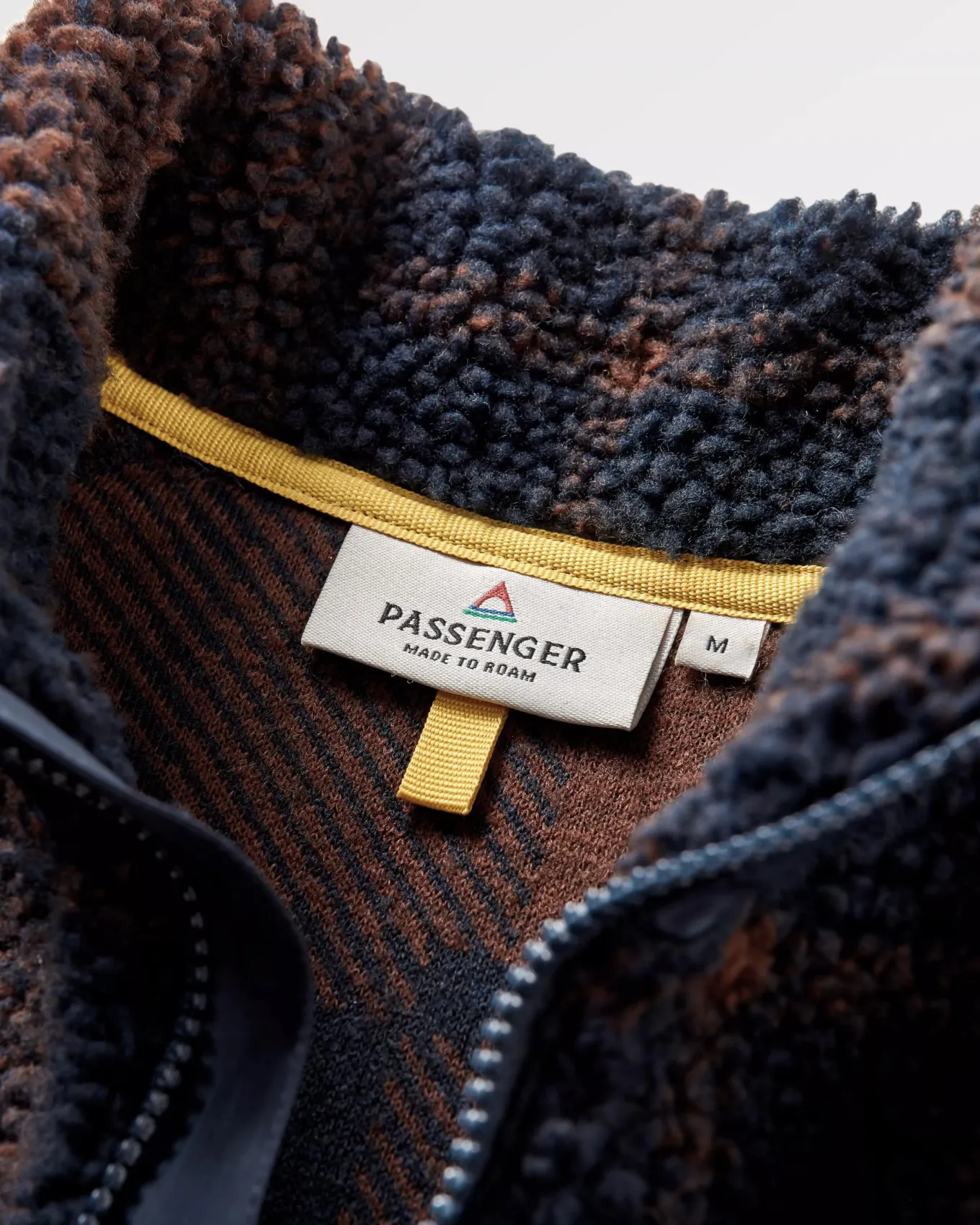 Offroad Recycelter Sherpa-Fleece mit halbem Reißverschluss - Kastanie/Tiefes Marineblau Karo