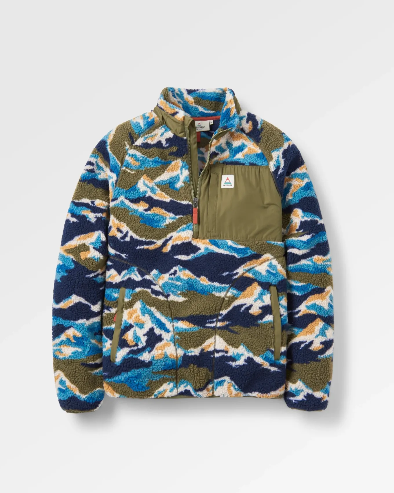 Offroad recycelter Tiefenflor-Sherpa-Fleece - Bergszenen-Khaki