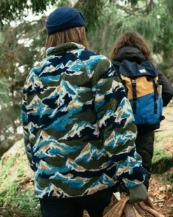 Offroad recycelter Tiefenflor-Sherpa-Fleece - Bergszenen-Khaki