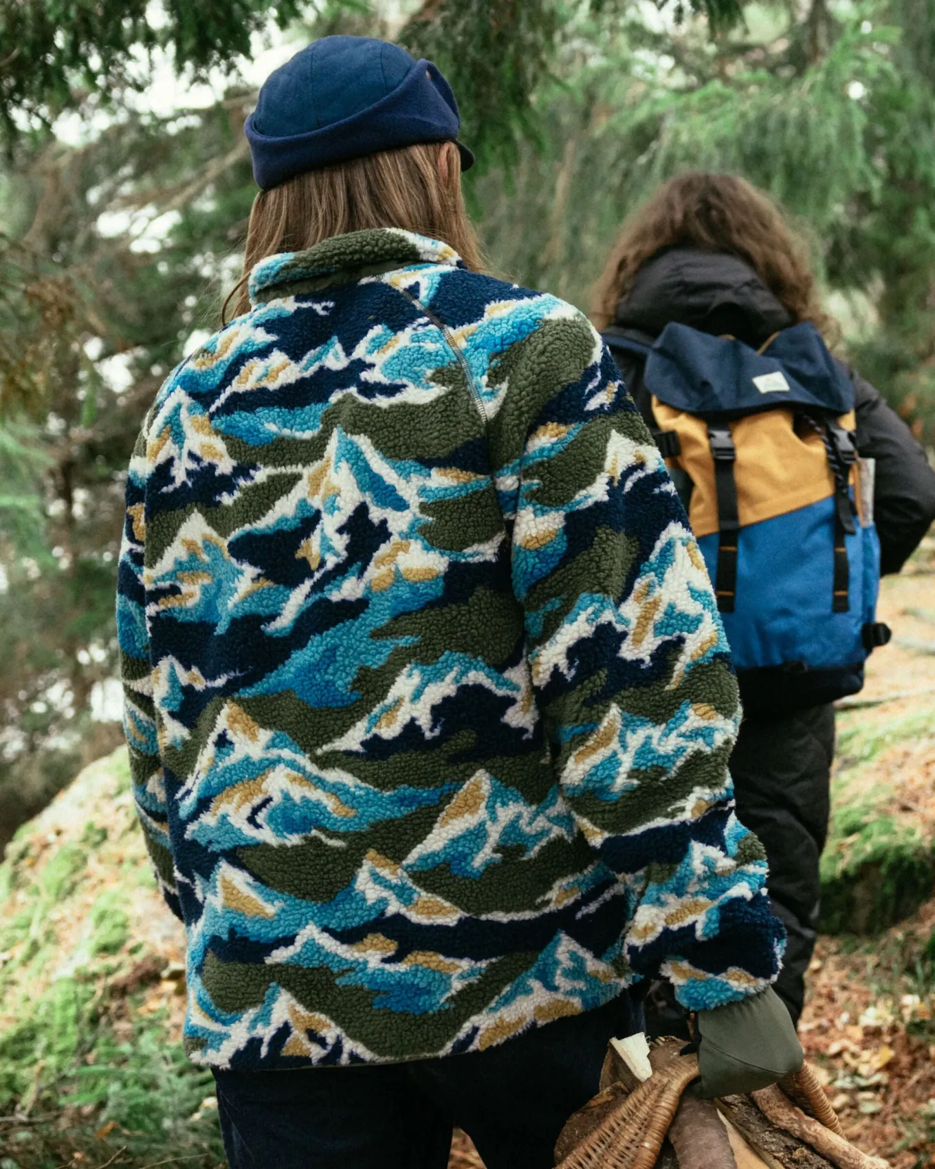 Offroad recycelter Tiefenflor-Sherpa-Fleece - Bergszenen-Khaki