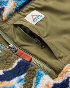 Offroad recycelter Tiefenflor-Sherpa-Fleece - Bergszenen-Khaki