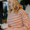 Panorama Gestreiftes Langarmshirt - Glasierter Ingwer