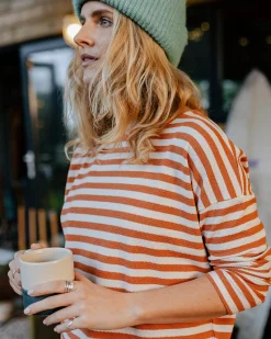 Panorama Gestreiftes Langarmshirt - Glasierter Ingwer