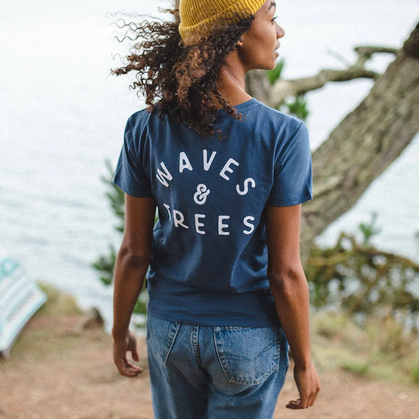 Penida recyceltes Baumwoll-T-Shirt - Dunkler Denim