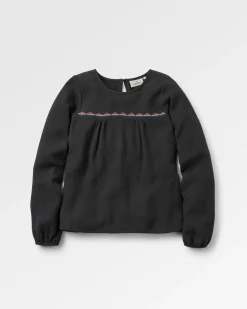 Petal Bio-Baumwoll-Langarmshirt - Schwarz