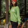 Phoenix Recyceltes Baumwoll Sweatshirt Oversized - Birnengrün