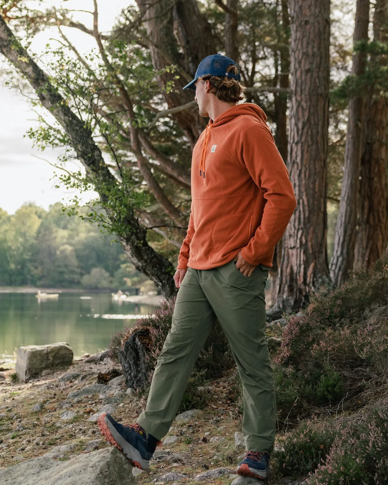 Point recycelter Grid Polar Fleece Kapuzenpullover - Gebrannter Ton