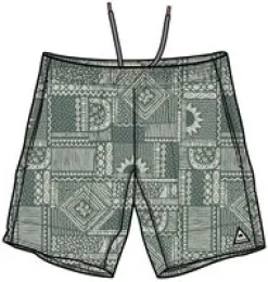 Porto recycelte Allzweck-Badehose - Vintage Patchwork Dunkler Wald