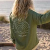 Rainbow Recyceltes Baumwolle Oversized Sweatshirt - Dunkles Efeu