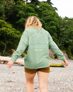 Rainbow Recyceltes Baumwolle Oversized Sweatshirt - Dunkles Efeu