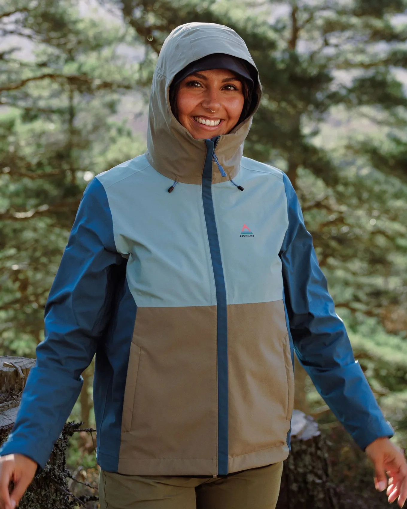 Rainstorm recycelte wasserdichte Jacke - Gezeitenblau/Arktis/Staubige Olive