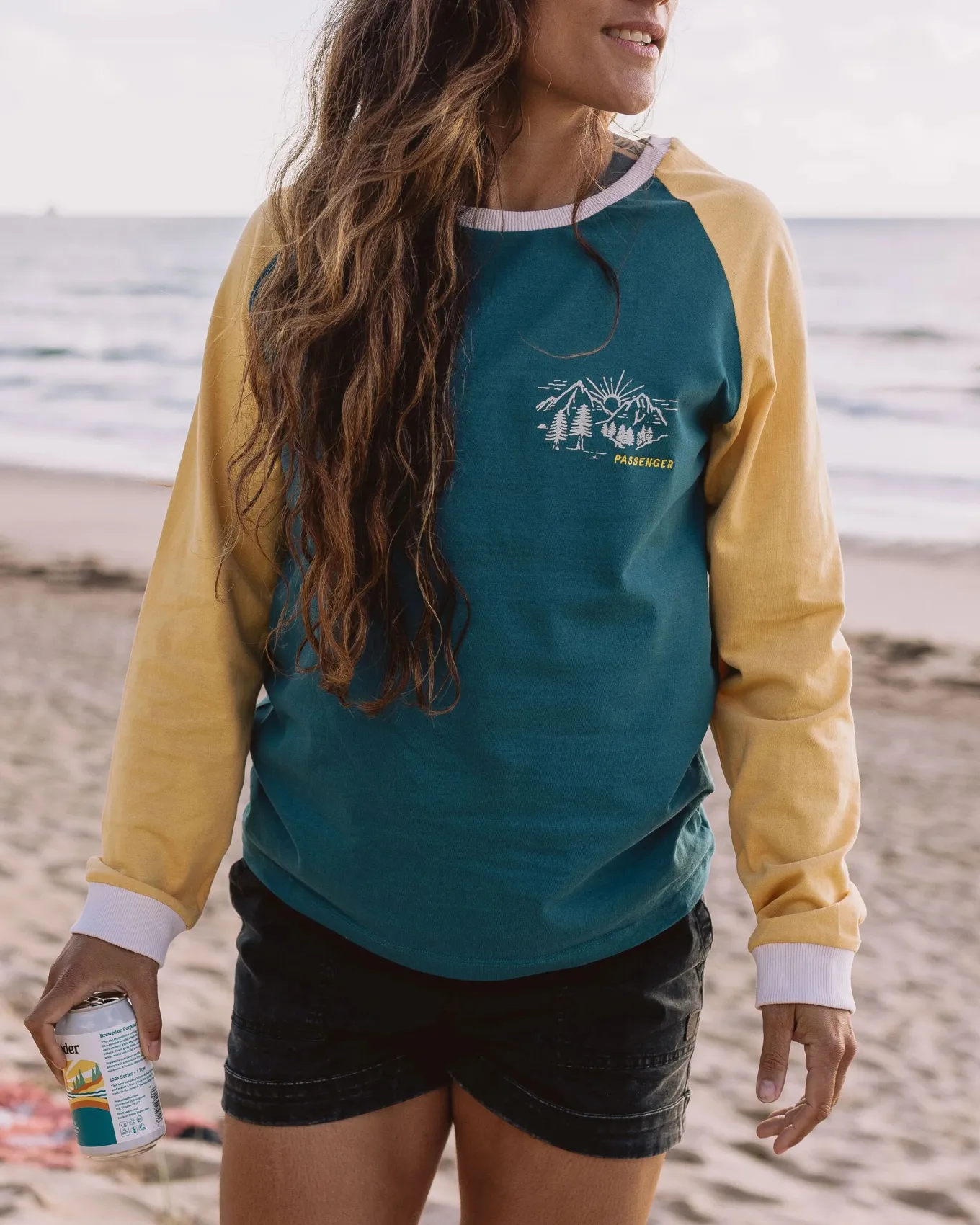 Riser 2.0 recyceltes Baumwoll-Langarmshirt - Blaue Koralle