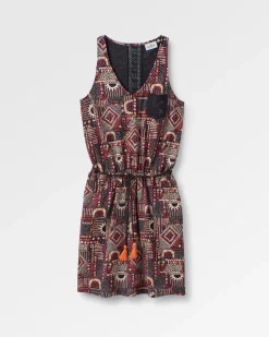 Rivergate recyceltes Baumwollkleid - Vintage Patchwork Schwarz/Mehrfarbig