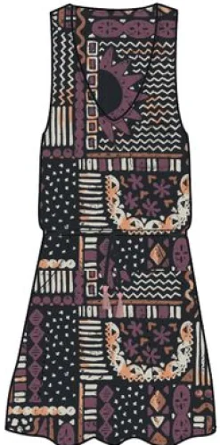 Rivergate recyceltes Baumwollkleid - Vintage Patchwork Schwarz/Mehrfarbig