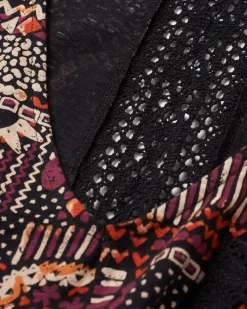 Rivergate recyceltes Baumwollkleid - Vintage Patchwork Schwarz/Mehrfarbig