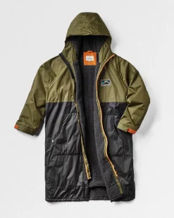 Roaming recycelter Sherpa-Surfponcho - Schwarz/ Khaki
