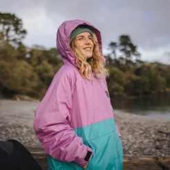 Roaming recycelter Sherpa-Surfponcho - Viridiangrün/Orchidee