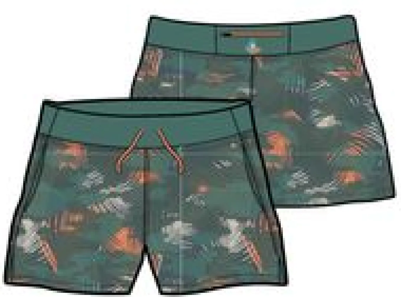 Roundtrip Recycelte Allzweck-Trail-Shorts - Palm Camo Tiefsee
