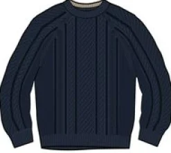 Sandbar Kabelstrickpullover - Tiefes Marineblau