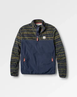Set Off recycelter Polar 1/4 Zip Fleece - Berg Geo Khaki/Reiches Marineblau