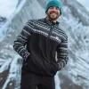 Set Off recycelter Polar 1/4 Zip Fleece - Berg Geo Holzkohle
