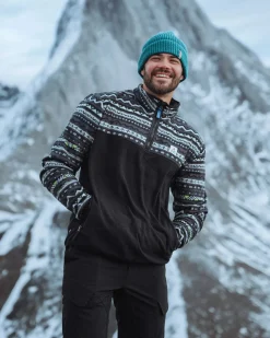 Set Off recycelter Polar 1/4 Zip Fleece - Berg Geo Holzkohle