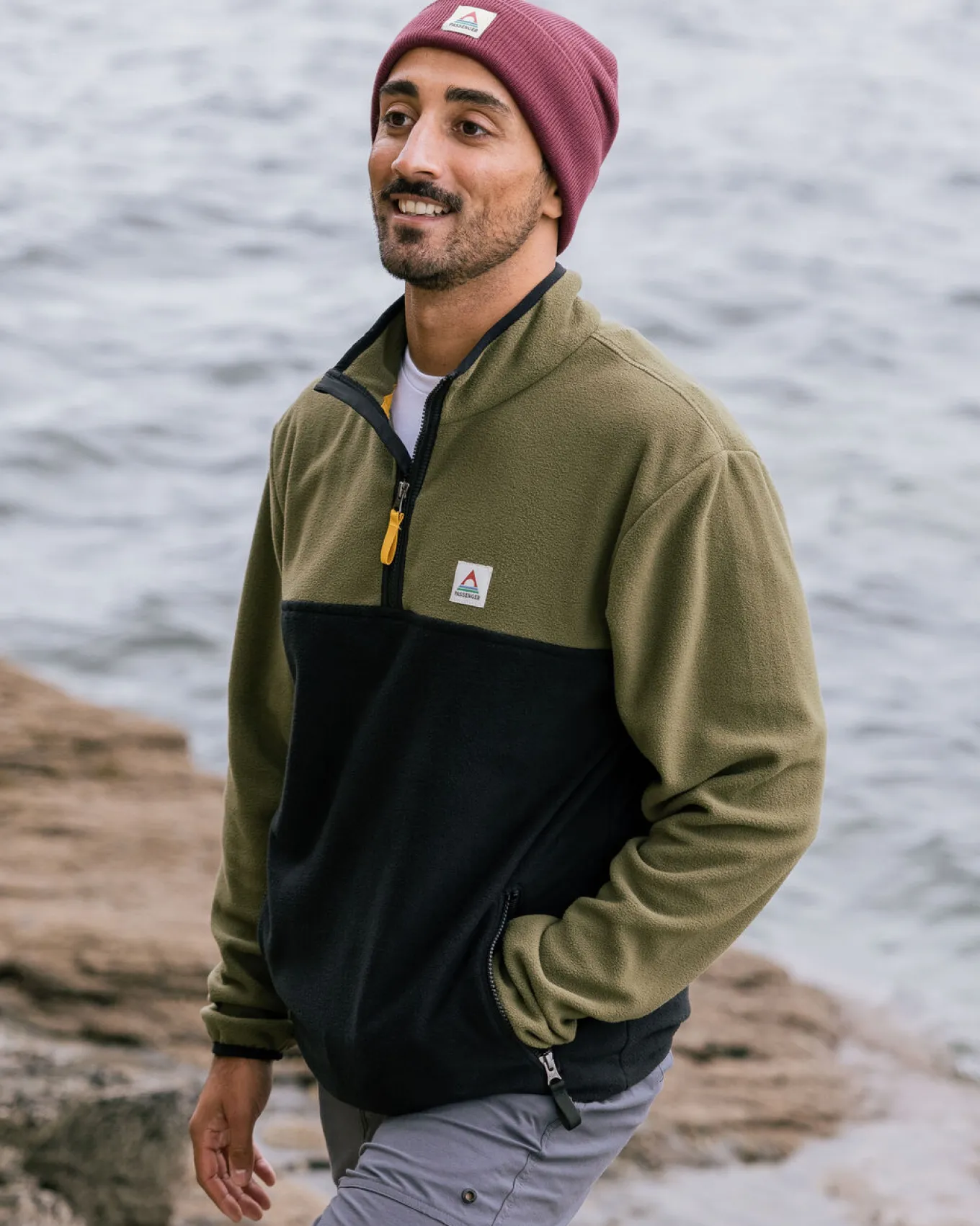 Set Off recycelter Polar 1/4 Zip Fleece - Khaki