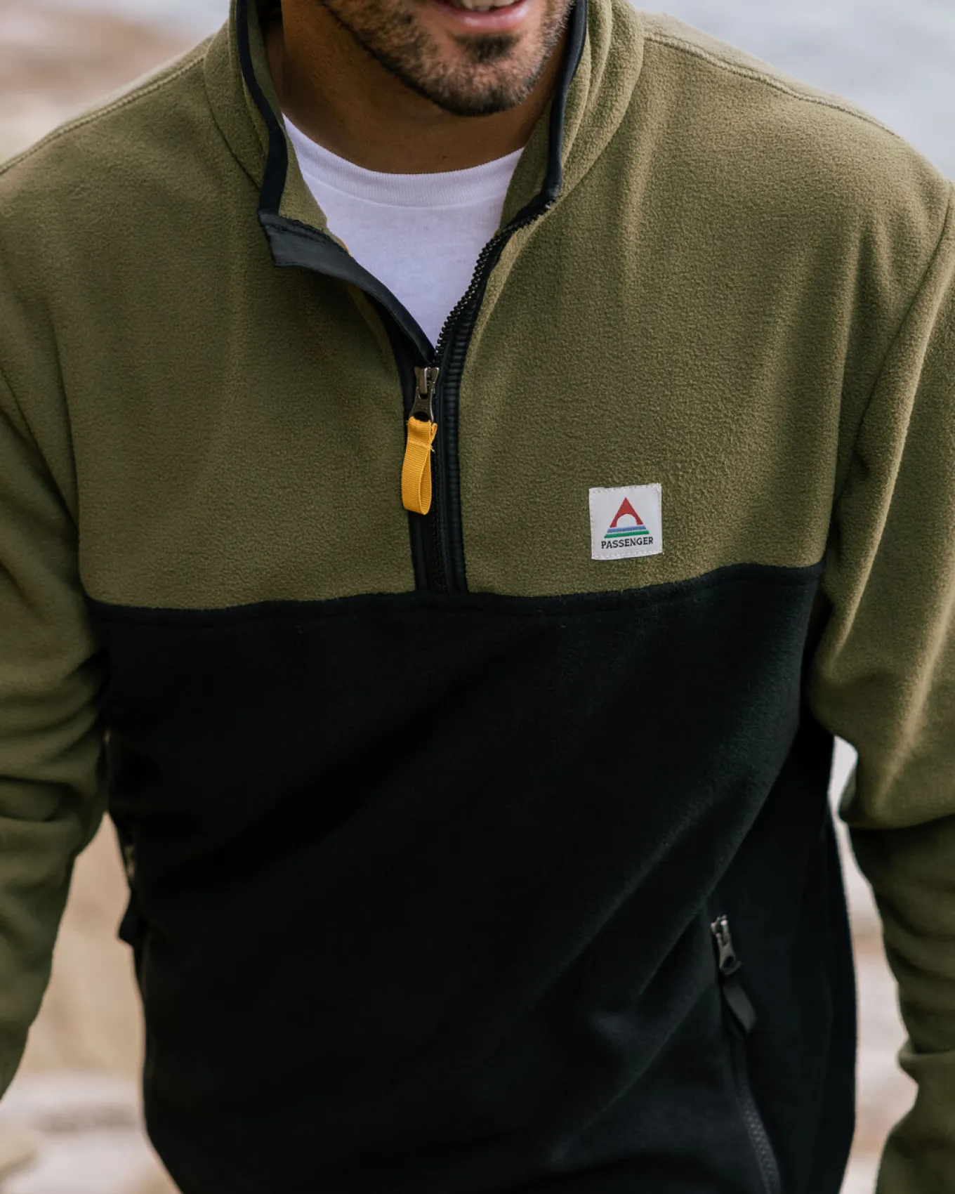 Set Off recycelter Polar 1/4 Zip Fleece - Khaki