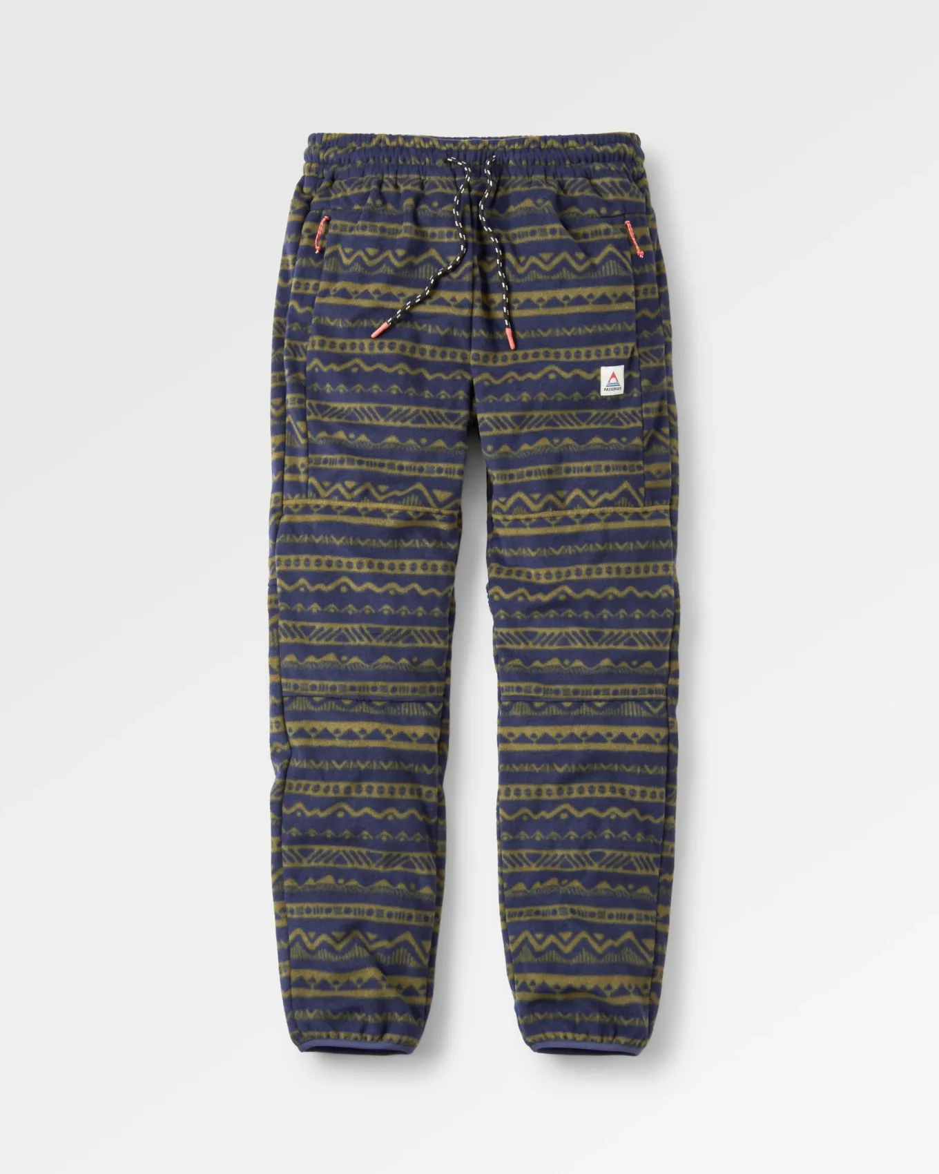Set off recycelter Polar-Fleece-Jogger - Berg Geo Khaki/Reiches Marineblau