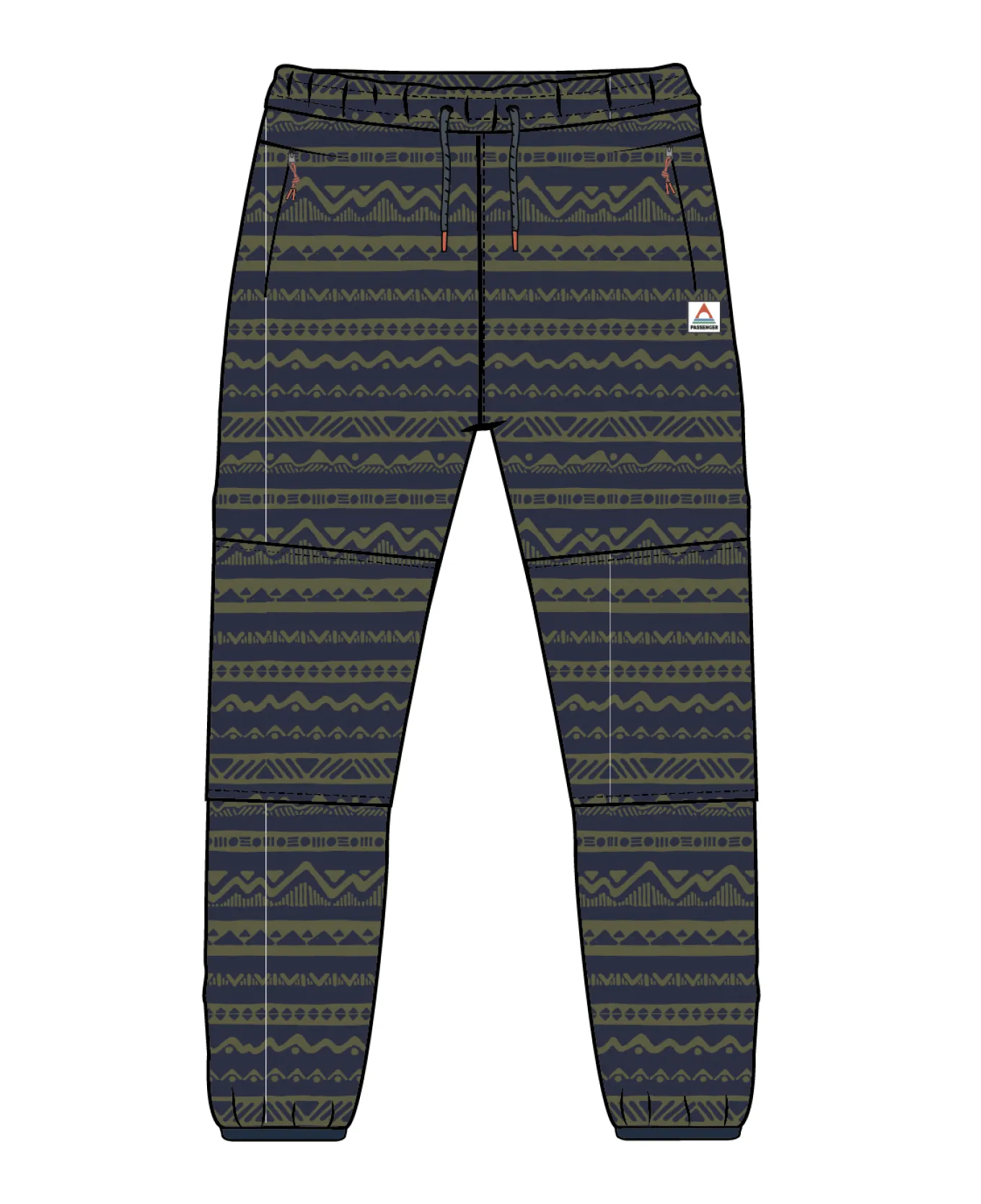 Set off recycelter Polar-Fleece-Jogger - Berg Geo Khaki/Reiches Marineblau