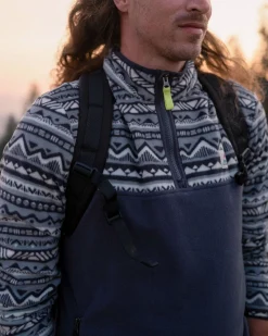 Set Off Recycled Polar 1/4 Zip Fleece - Mountain Geo Stormy Sea