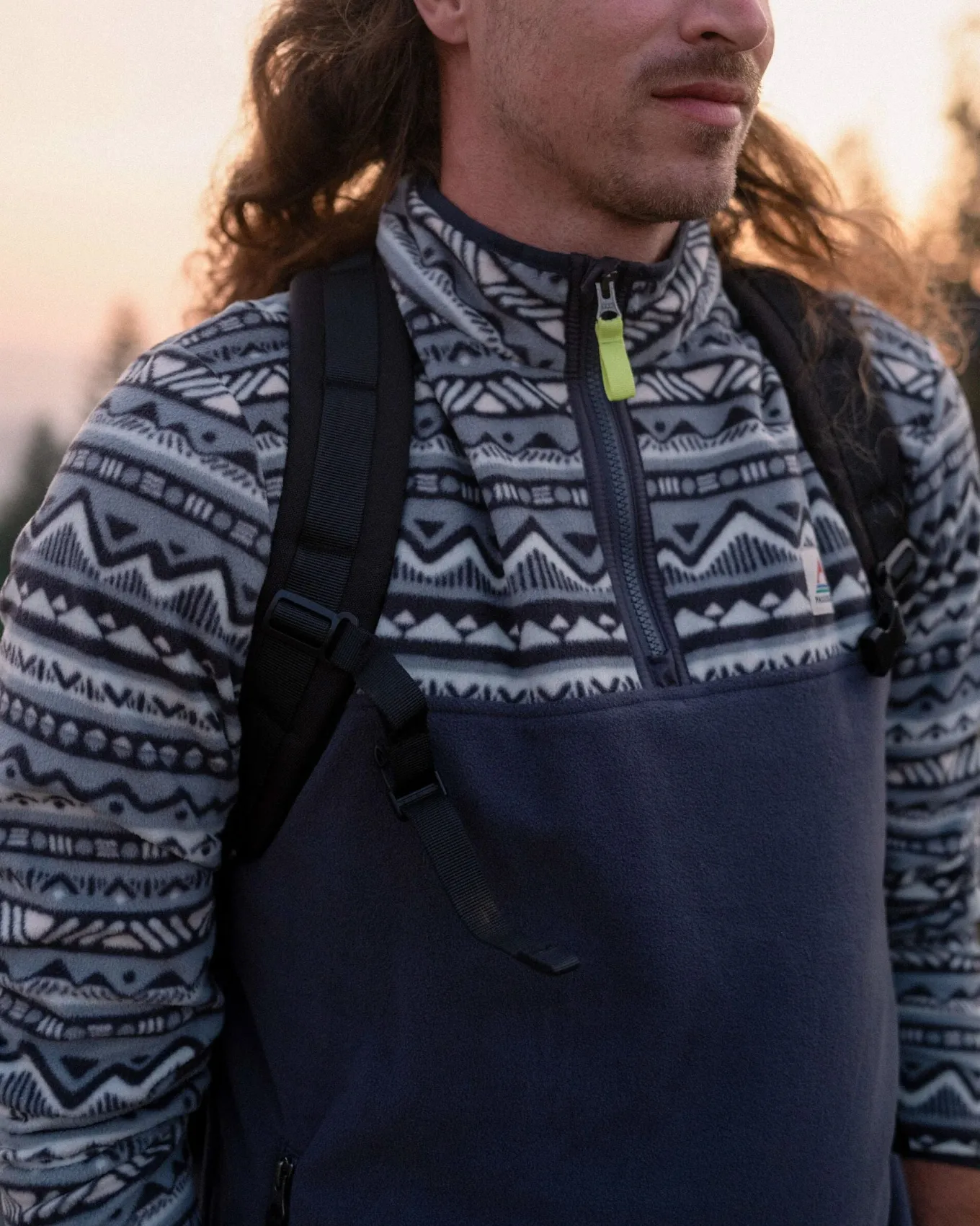 Set Off Recycled Polar 1/4 Zip Fleece - Mountain Geo Stormy Sea