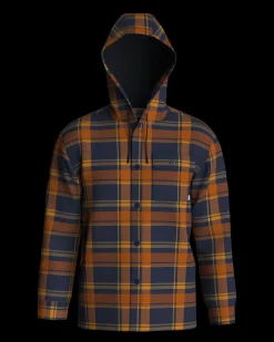 Sherwood kariertes Kapuzenhemd - Tiefes Marineblau/Verbranntes Orange