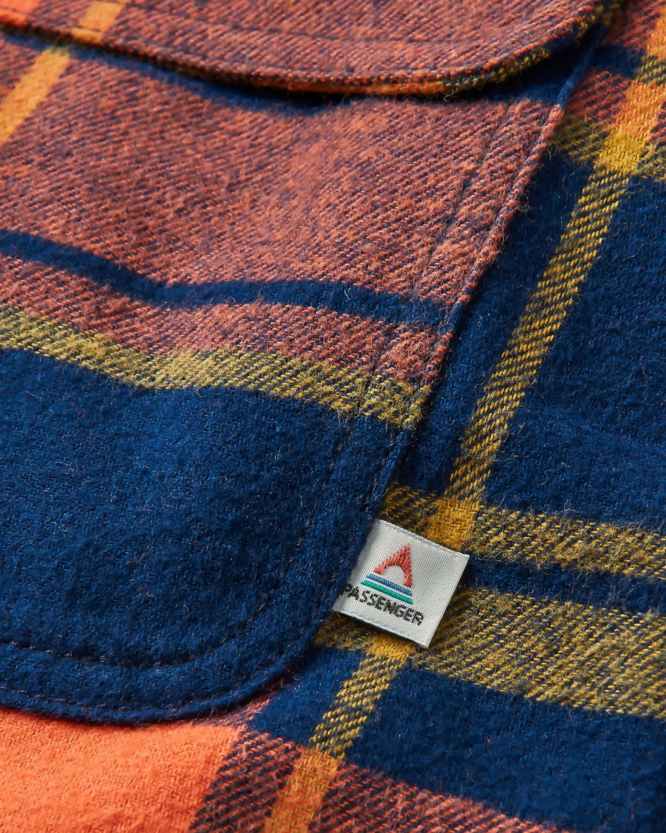 Sherwood kariertes Kapuzenhemd - Tiefes Marineblau/Verbranntes Orange