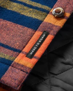 Sherwood kariertes Kapuzenhemd - Tiefes Marineblau/Verbranntes Orange